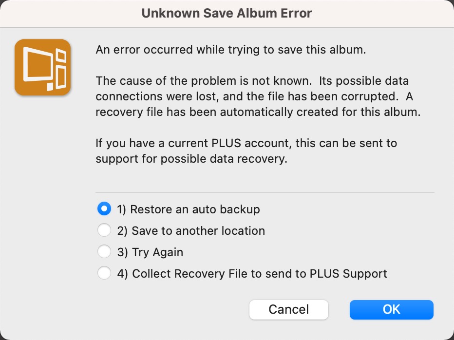 Save Error Dialog
